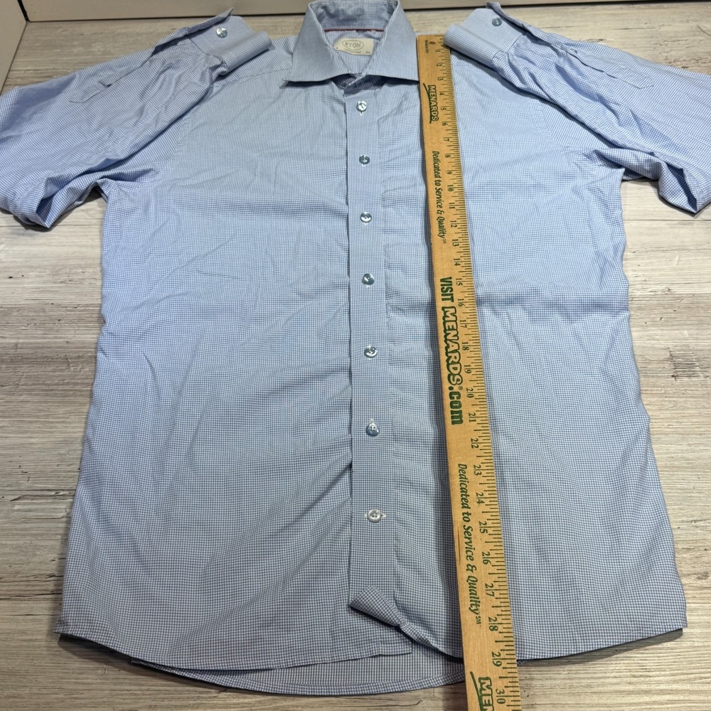 Eton Contemporary Button Down Shirt Mens 15.5 39 Reg Fit Blue Check Long sleeve - Picture 6 of 8